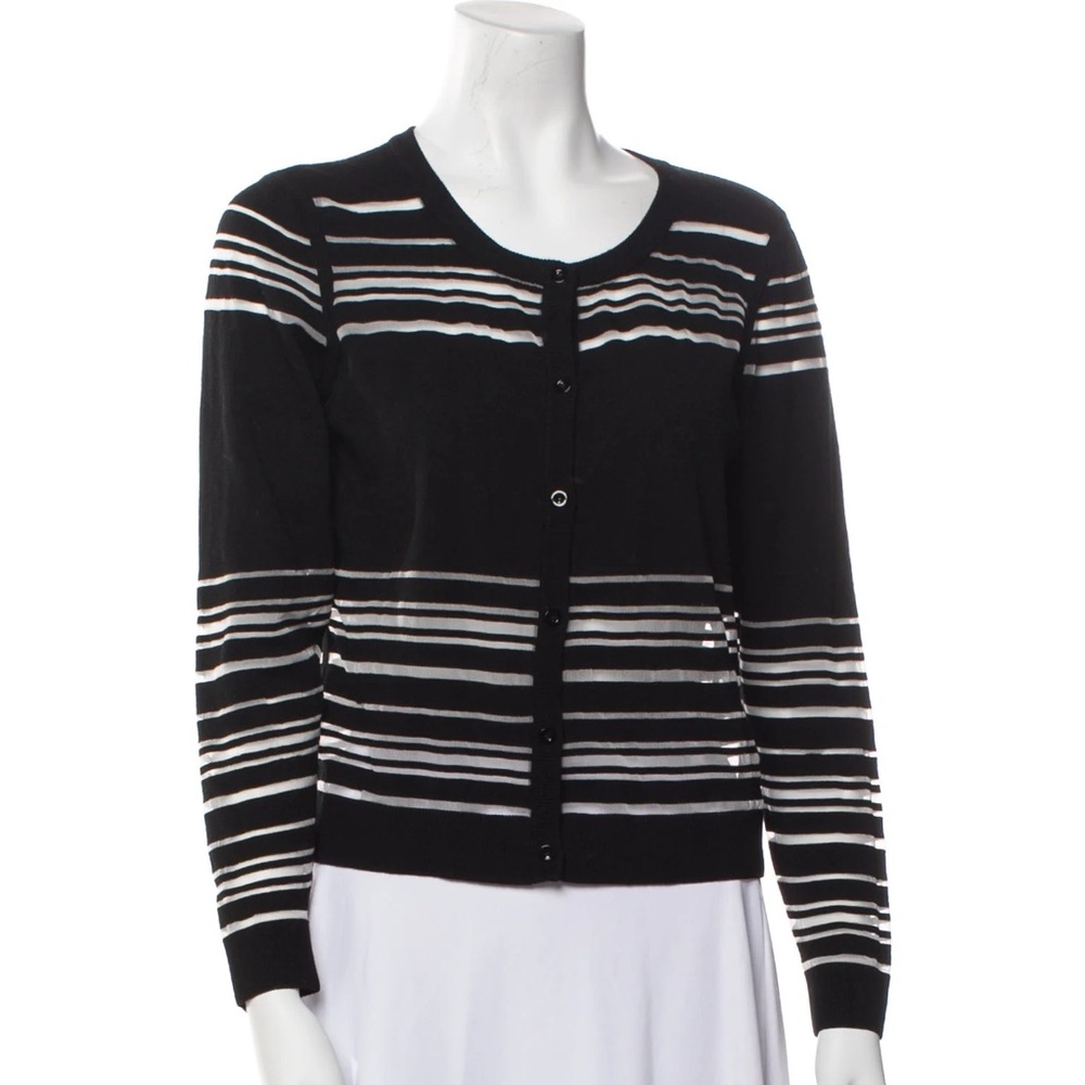 NWT! Milly invisible stripe black cardigan petite